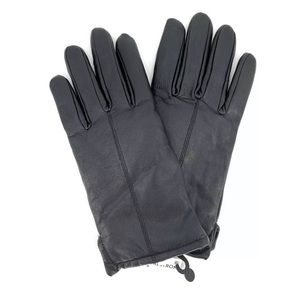 Nordstrom black 100% leather lined gloves L